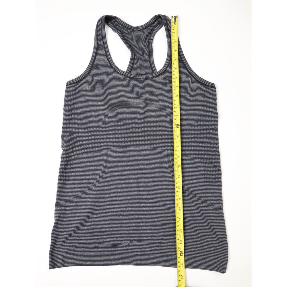 Lululemon Racerback Tank Top Medium Gray Striped Athletic Yoga Activewear Size 8 - Picture 8 of 9